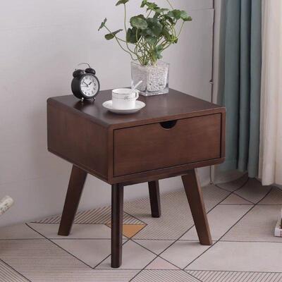 北欧床头柜实木简约风卧室床边简易木蜡油民宿家用迷你小型储物柜
