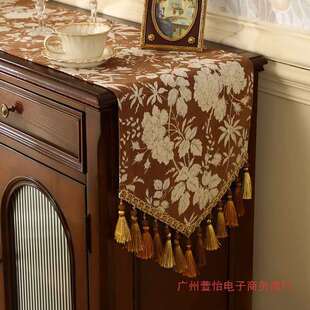 美式复古桌旗法式感茶几旗盖布中古风斗柜电视柜餐桌布长条