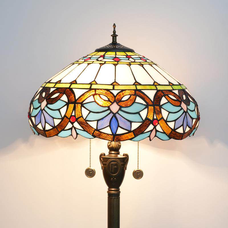 蒂凡尼彩色玻璃手工落地灯新中式餐厅卧室别墅蓝色爱心落地灯