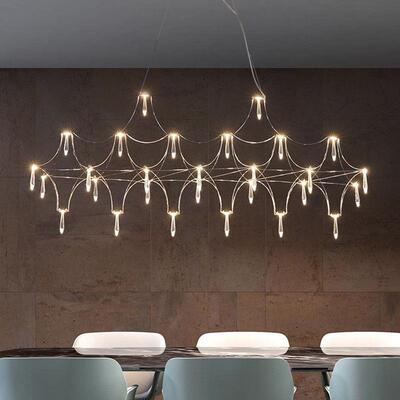 意式轻奢荧火虫水晶长条吊灯现代简约餐厅吧台前台设计师艺术灯