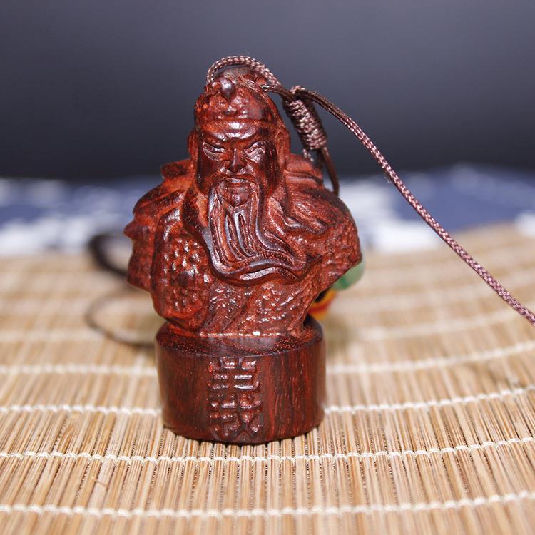 雲缘厂家 印度小叶紫檀关羽手把件 关公义薄云天挂饰