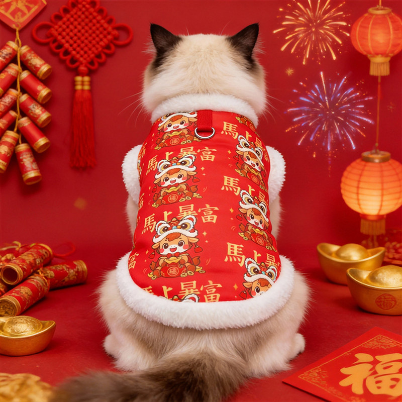 2026新年猫咪衣服冬装圣诞舞狮德文猫喜庆金渐层宠物狗狗过年衣服,宠物/宠物食品及用品,猫宠物服装/雨衣（新）,淘宝优惠券,粉丝福利购,淘宝优惠卷