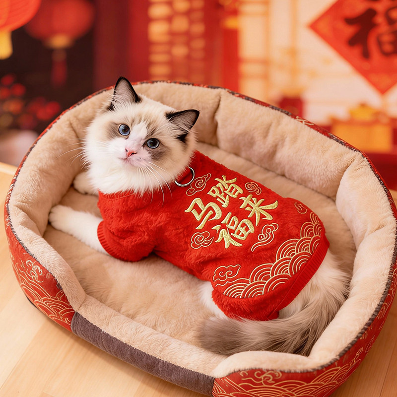 2026新年猫咪衣服冬装圣诞舞狮德文猫喜庆金渐层宠物狗狗过年衣服,宠物/宠物食品及用品,猫宠物服装/雨衣（新）,淘宝优惠券,粉丝福利购,淘宝优惠卷