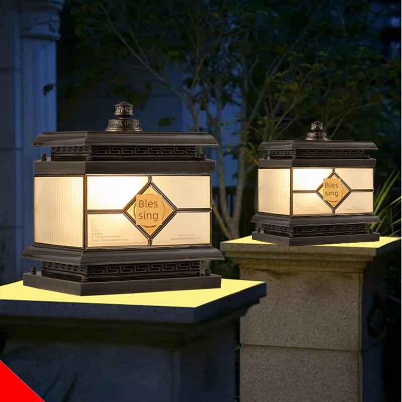 太阳能柱头灯户外防水光控景观庭院灯花园别墅门.柱社区壁灯