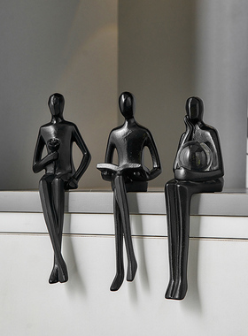 抽象坐姿人物摆件轻奢高档酒柜玄关电视柜客厅家居U创意书房装饰