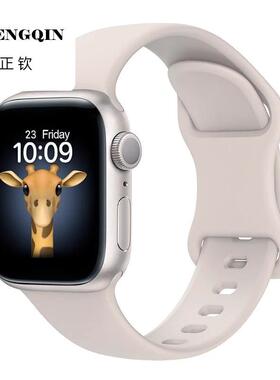 适用iWatchs10表带苹果手表applewatch9白色s9代硅胶蝴蝶扣iwatch
