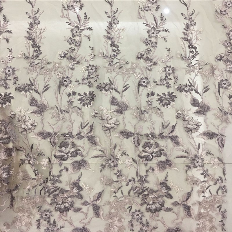 新款满幅多色蔓藤刺绣蕾丝面料  女装礼服婚纱连衣裙网纱绣花面料