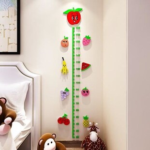 M116 3D亚克力水晶立体墙贴儿童房身高尺 水果身高贴