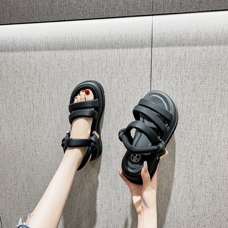 韩版2023年夏季新款皮带扣复古露趾凉鞋女士外穿百搭时尚厚底女鞋,女鞋,休闲凉鞋,淘宝优惠券,粉丝福利购,淘宝优惠卷