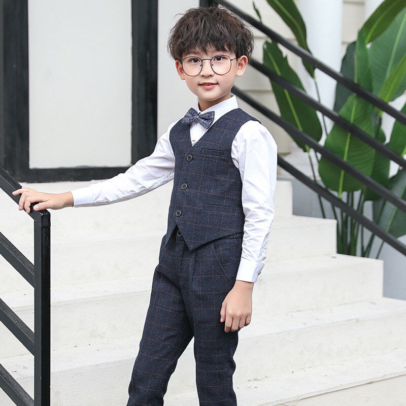 男童礼服马甲男孩套装花童主持人儿童马夹西装表演大童钢琴演出服