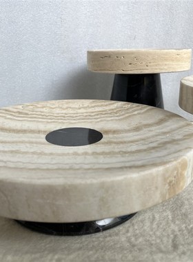 大理石桌面摆件黄洞石创意软装饰品几何装饰摆设天然石材艺术装置