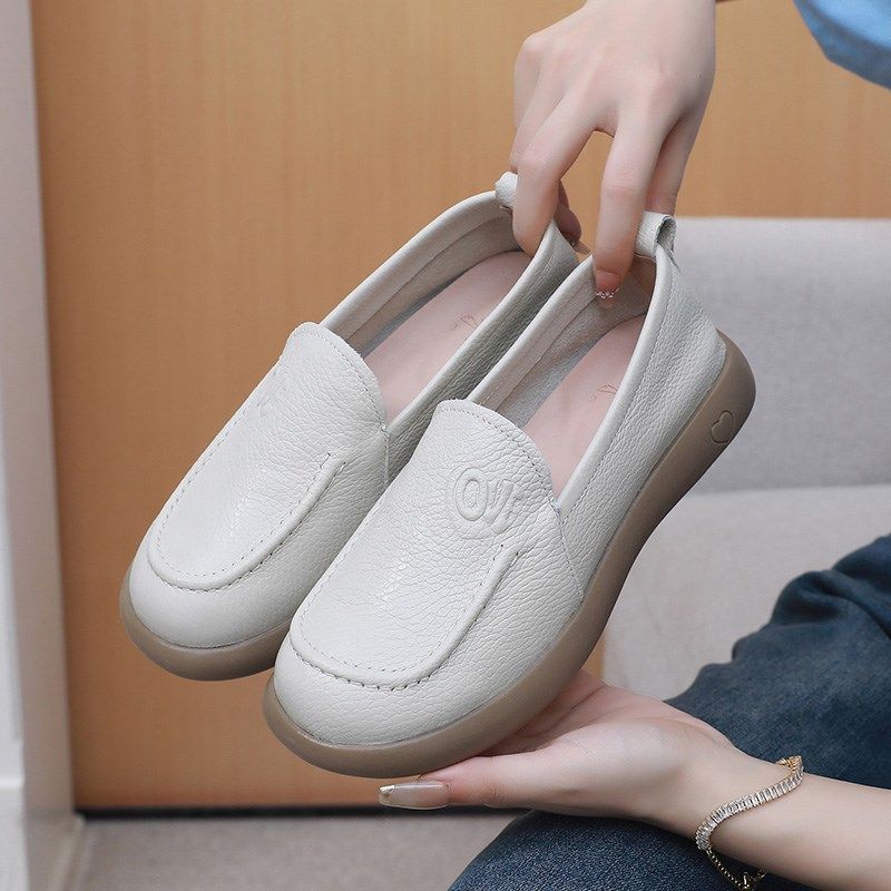 真皮套脚女单鞋平底软底舒适妈妈鞋复古手工皮鞋圆头软面奶奶鞋秋,女鞋,深口单鞋,淘宝优惠券,粉丝福利购,淘宝优惠卷