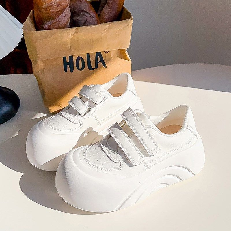 丑萌大头娃娃小白鞋女2025新款增高配裙子阔腿裤魔术贴面包鞋板鞋,女鞋,时尚休闲鞋,淘宝优惠券,粉丝福利购,淘宝优惠卷