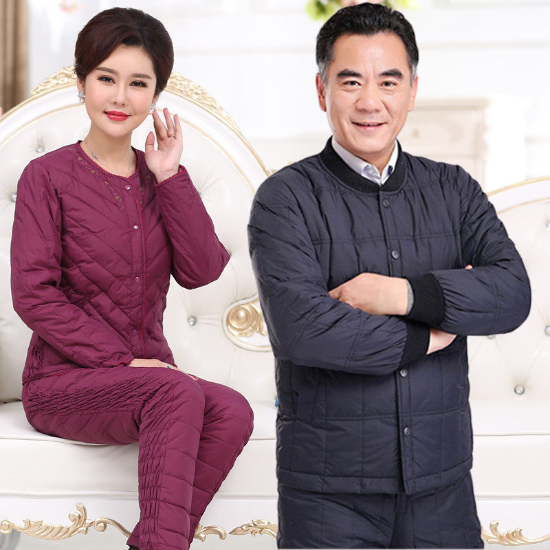 中老年男装女装羽绒服内胆套装保暖加厚棉衣棉裤爸爸妈妈内穿棉袄