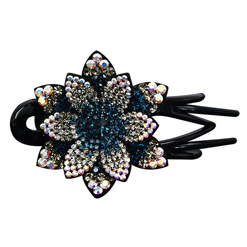 盘头发夹子头饰发夹后脑勺水钻三齿鸭嘴夹顶夹发卡成年女抓夹大号