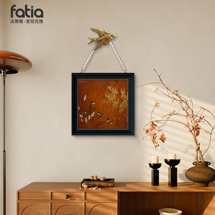 中古风百鸟朝阳玄关餐厅装饰画2025新款卧室床头挂画复古艺术壁画