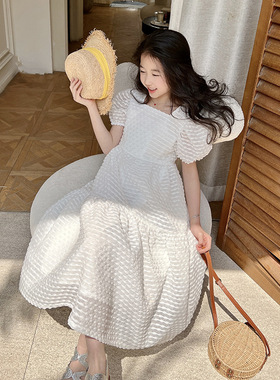 儿童长裙女孩白色夏装韩版童装大童亲子洋气女童连衣裙礼服裙公主