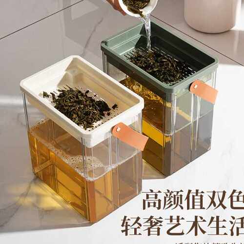 茶水桶茶渣桶垃圾分离过滤排水桶家用手提式颜值透明塑料茶水桶