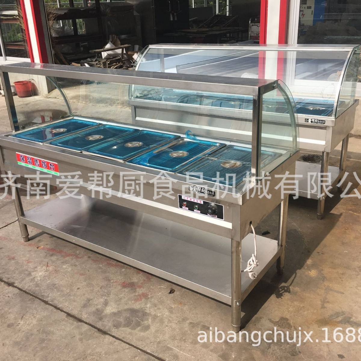 五格玻璃不锈钢售饭台立式商用保温台快餐店加热电热保温汤池餐台