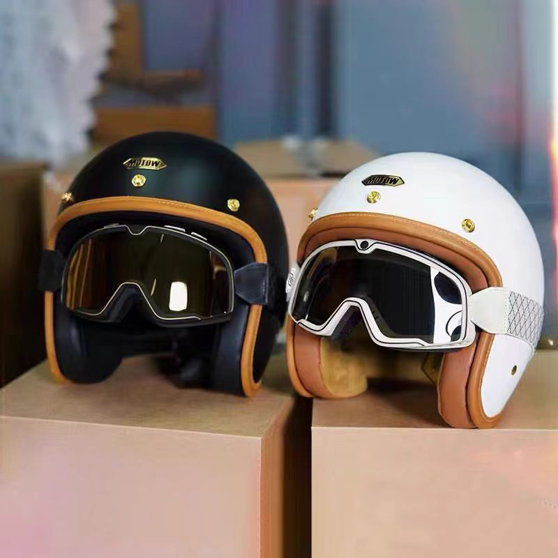 复古摩托车风镜变色眼镜头盔半盔越野机车防风沙防雾尘骑行护目镜