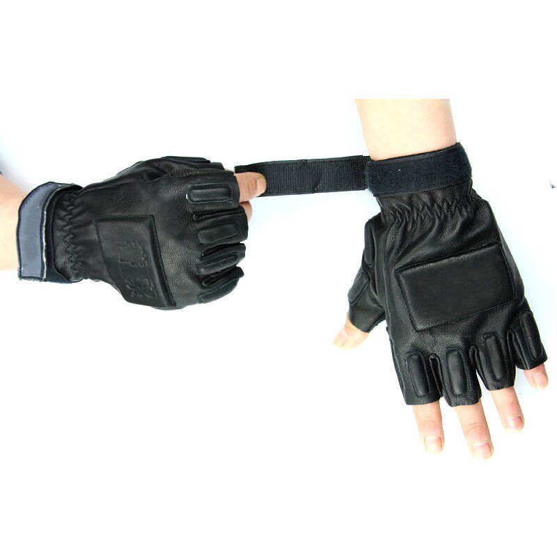 真皮半指手套 骑行登山手套 半指男士皮手套 辛集户外手套