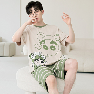 睡衣男夏季纯棉短袖短裤青少年家居服男士夏天卡通2024年新款套装