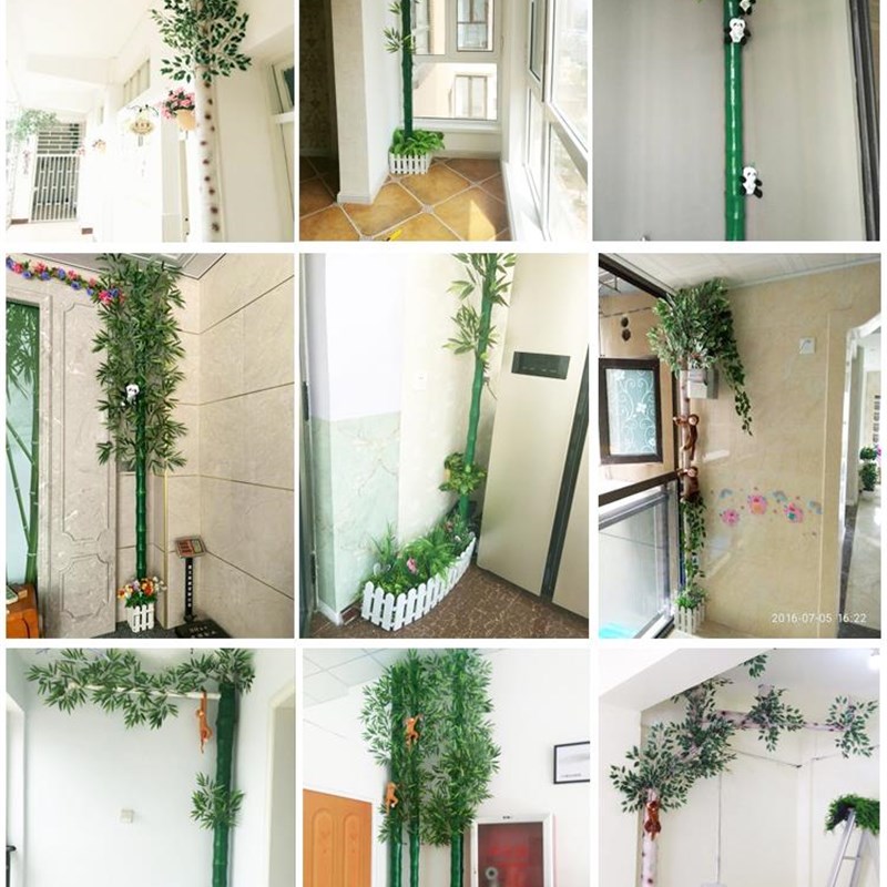 真竹子树皮包下水管道装饰空调管暖气管燃气管遮挡竹节塑料绿植