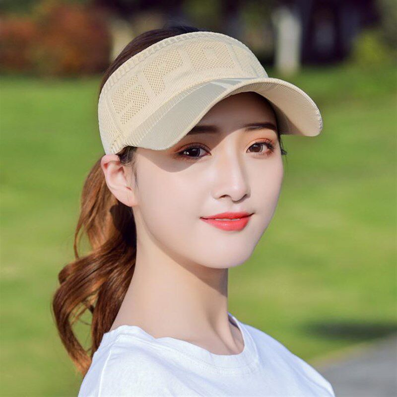 2024新款韩版潮时尚无顶鸭舌帽子女夏天户外针织防晒空顶冒子露顶