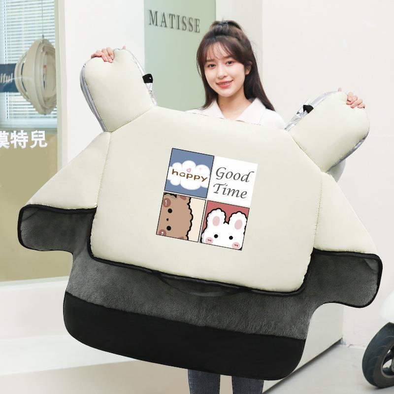 冬季电动车挡风被加绒厚保暖电瓶车挡风罩侧翼加宽挡风衣当风