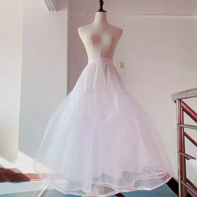 4层无骨婚纱裙撑 新娘礼服无圈蓬裙 日常演出礼服撑裙硬网纱裙