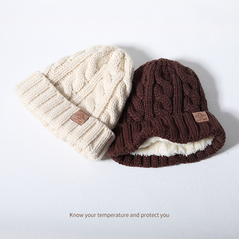 情侣麻花加绒加厚粗毛线帽子女秋冬韩版百搭保暖冷帽护耳针织帽男