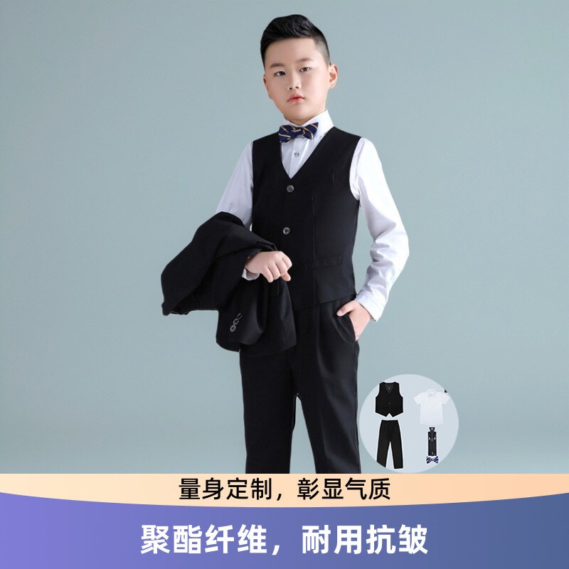 中小学生表演服装六一儿童大合唱演出服胖版男童西装钢琴主持礼服