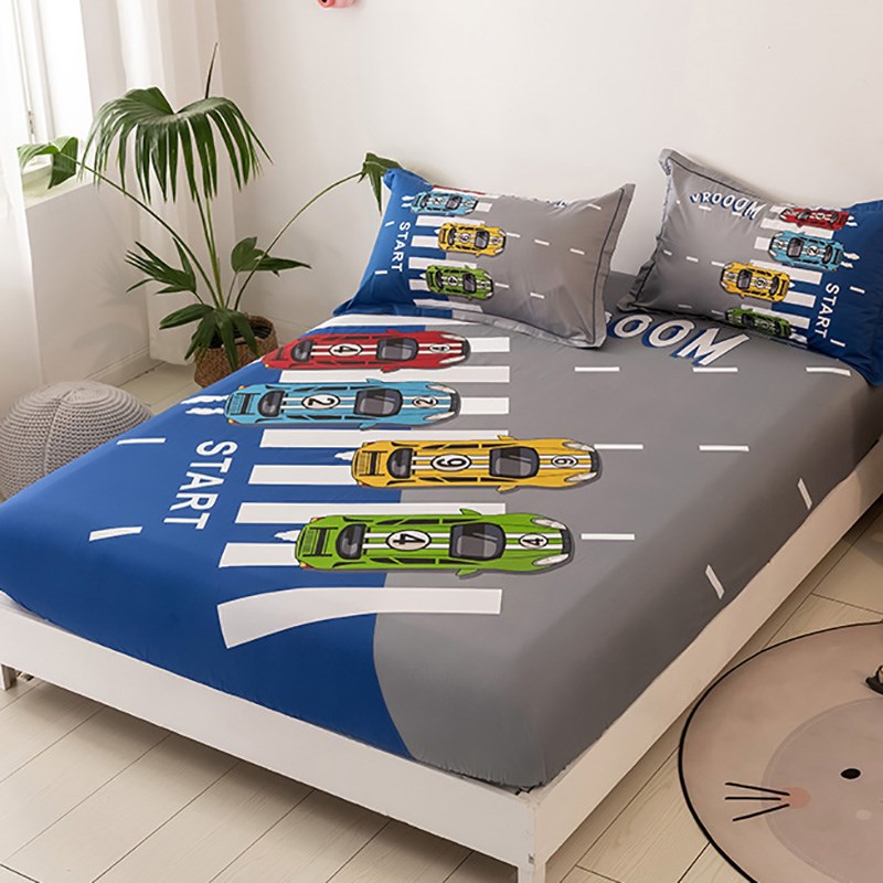 儿童纯棉床笠单件卡通小汽车全棉男孩床单棕垫床罩席梦思薄床垫套