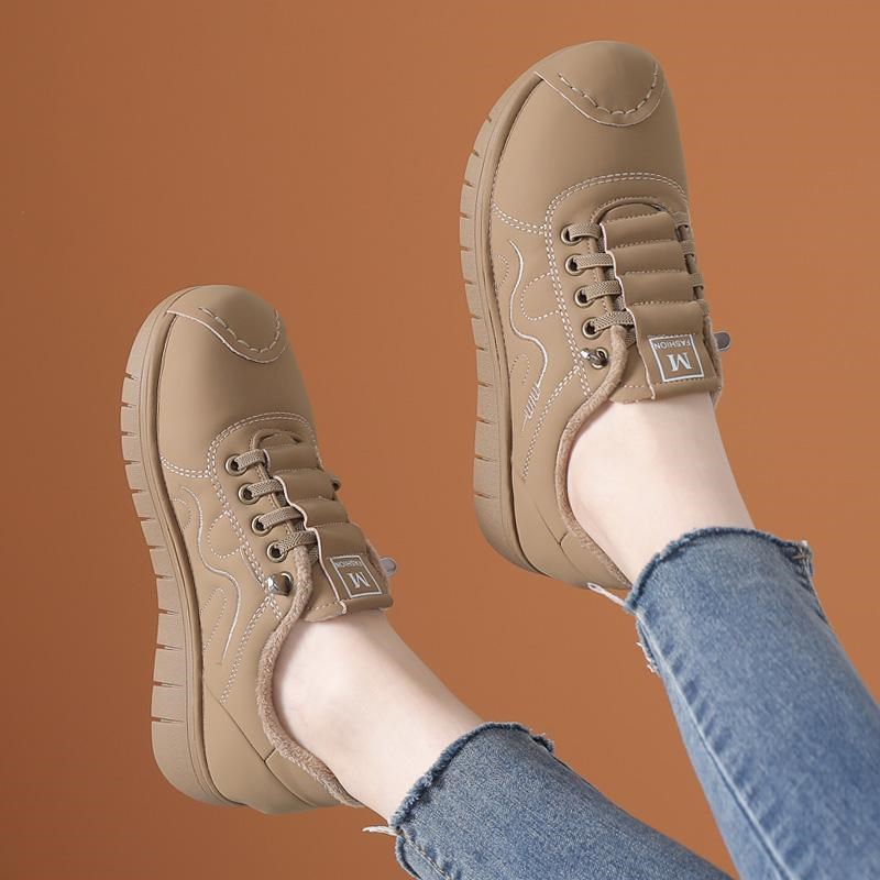 加绒女鞋冬季鞋子女舒适软底休闲鞋旅游运动鞋中老年妈妈鞋薄棉鞋