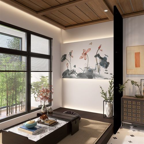 新中式水墨画风花砖6001200厨房卫生间墙砖宋式写意竹子瓷砖