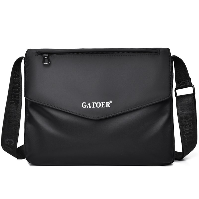 潮牌斜挎包休闲男包翻盖挎包防水牛津布包时尚横款单肩包小方包