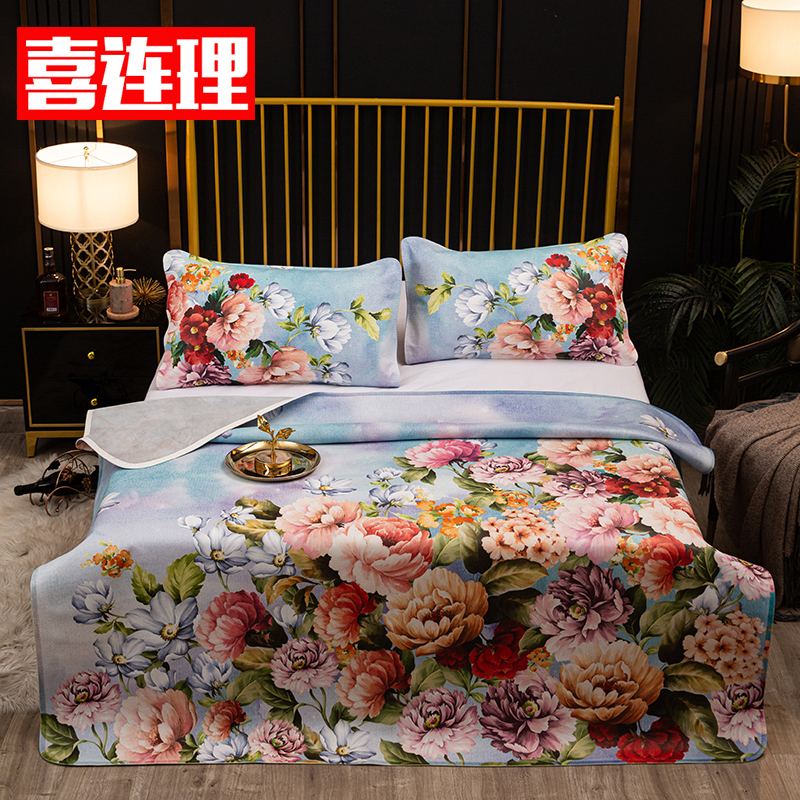 彩绘天然头层水牛皮凉席 加厚真皮席子双人床折叠空调天然软席