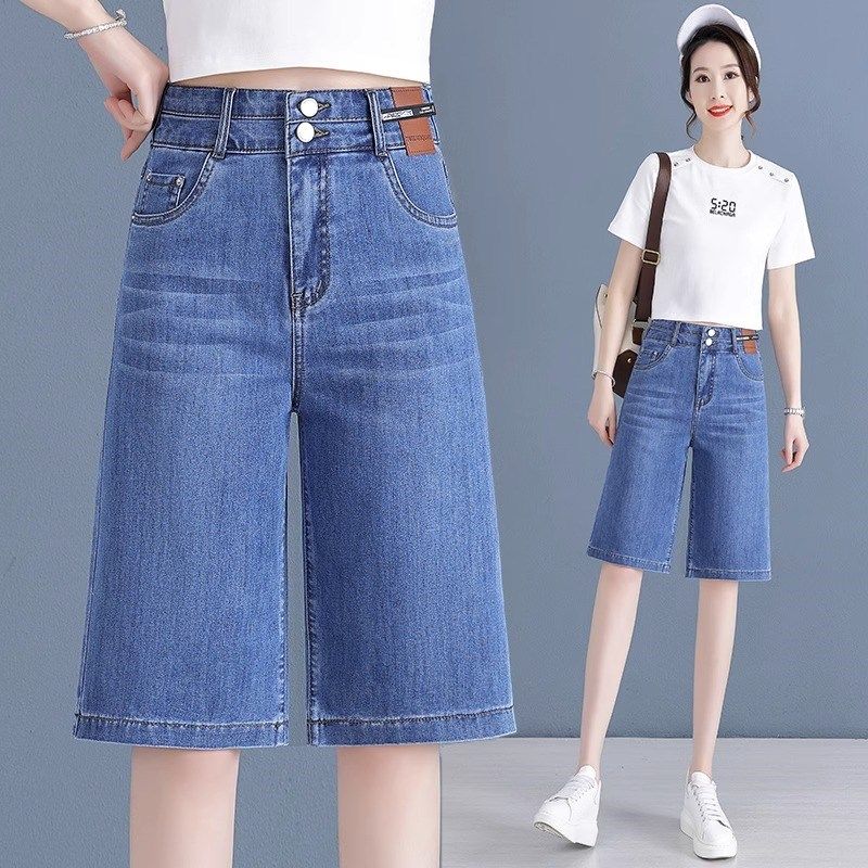 七分牛仔裤女2025年新款夏季高腰直筒阔腿中裤宽松显瘦薄款五分裤,女装/女士精品,牛仔裤,淘宝优惠券,粉丝福利购,淘宝优惠卷