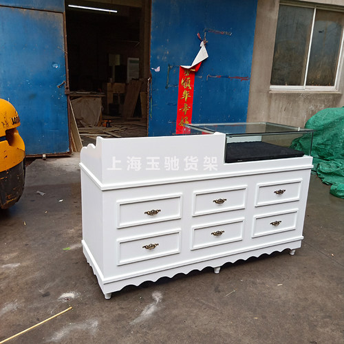 玻璃展示柜前台饰品柜台服装店收银台简约烤漆接待台超市吧台现货