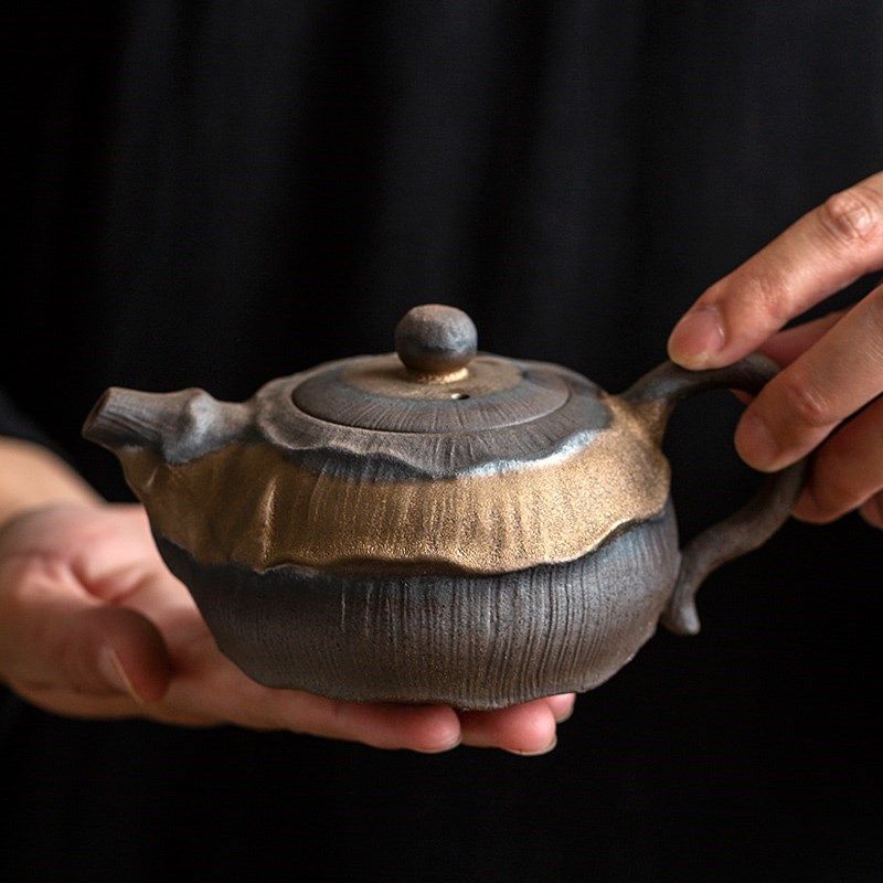 荷韵正把茶壶家用办公适用中式复古风鎏金釉色窑变工艺轻奢高端,餐饮具,茶壶,淘宝优惠券,粉丝福利购,淘宝优惠卷