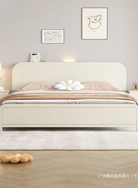 现代简约白色主卧全实木床北欧款奶油风1.8m双人1.5米女孩公主床