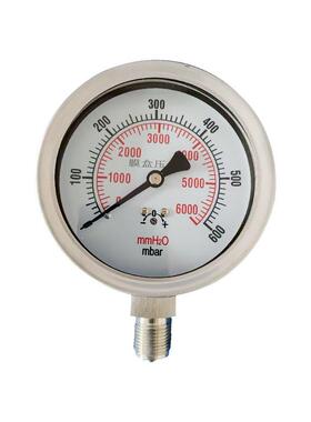 供不锈钢膜盒压力表全钢微压表304低压表立装径向YEBF100 600mbar