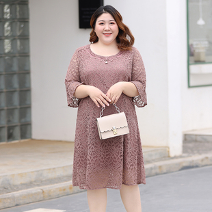 春装 Q加肥加大码 蕾丝连衣裙2025新款 法式 胖mm宽松超仙中长裙 女装