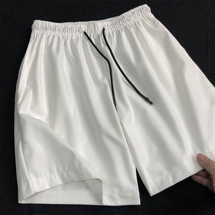 初中生男生纯白休闲裤 子男夏款 夏装 纯色西裤 夏 夏季 短裤 白色冰丝裤