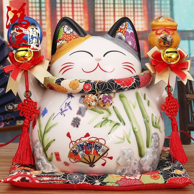 招财猫摆件千克万来发财猫店铺开业礼品陶瓷储蓄罐创意家居装饰品
