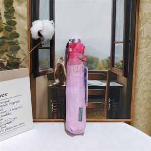 简约波纹星空印花超细轻便手开三折无黑胶防UV晴雨伞铅笔伞单人伞