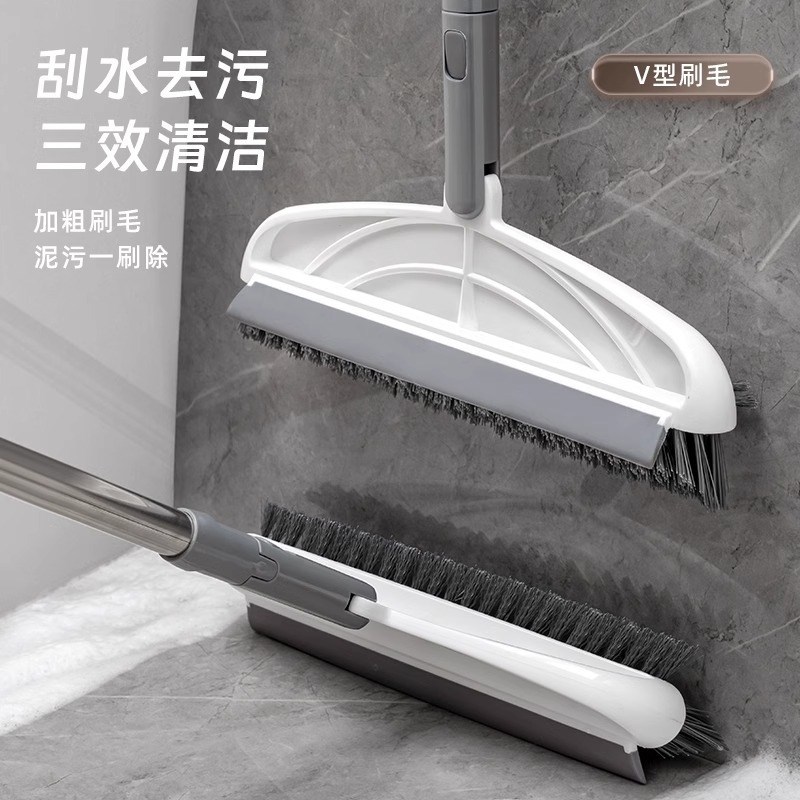 扫把簸箕套装2023新款家用刮水拖地两用硅胶缝隙去污除垢旋转地刷