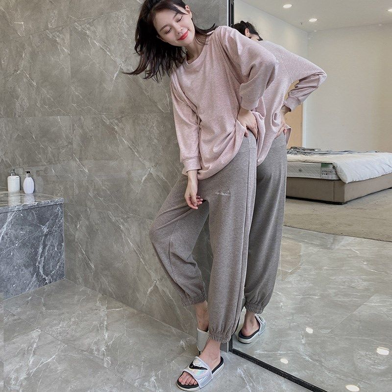 春秋韩版产后孕妇哺乳睡衣月子服10月份9秋冬产妇11吸汗加厚套装