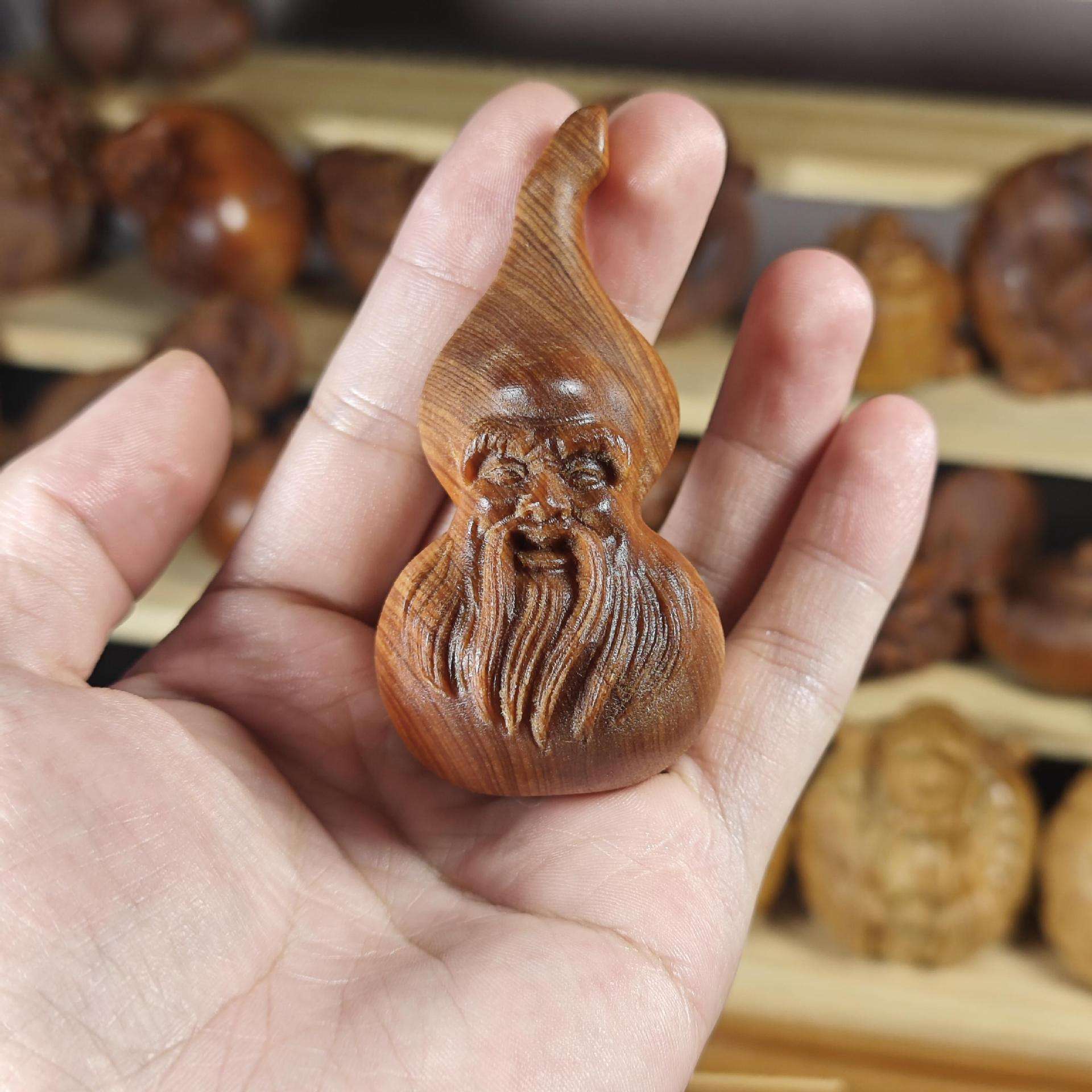 太行崖柏陈化料木雕手把件寿星葫芦木质随身盘玩文玩工艺品