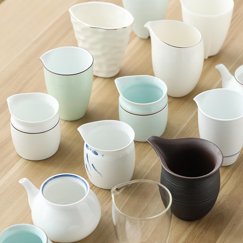 公道杯陶瓷茶盅家用 大号茶海单个匀杯分茶器茶道茶具配件